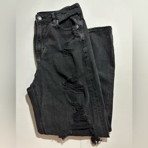 American Eagle Black Distressed Mom Jeans Size 10